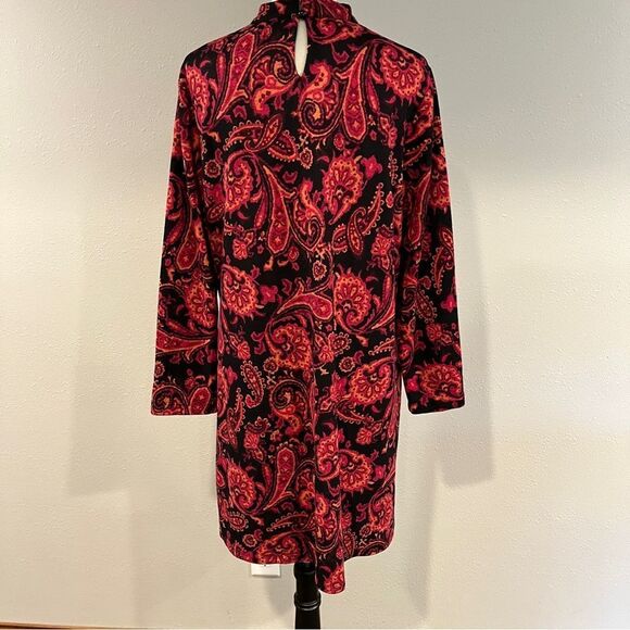 AGB Paisley print long sleeve a-line high neck sweater Dress size XL - Picture 6 of 13